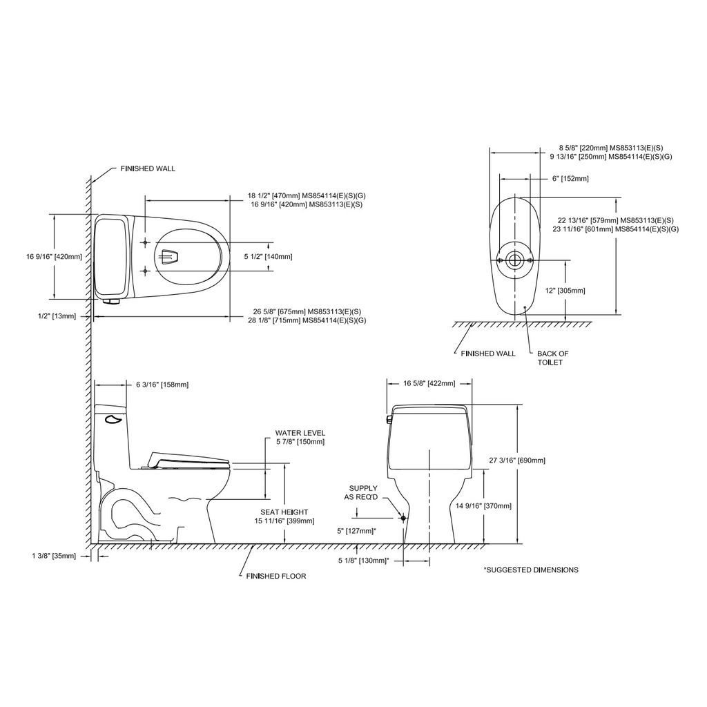 TOTO MS853113E11 Eco Ultramax Round Front 1Pc Toilet